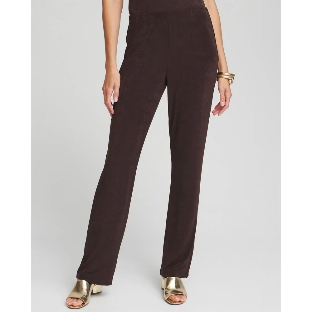 Chicos Travelers No Tummy Pant‎ Cocoa Bean Slinky Office NEW Womens 3 US XL